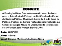 Convite para entrega de certificados da Fundação Ulisses Guimarães